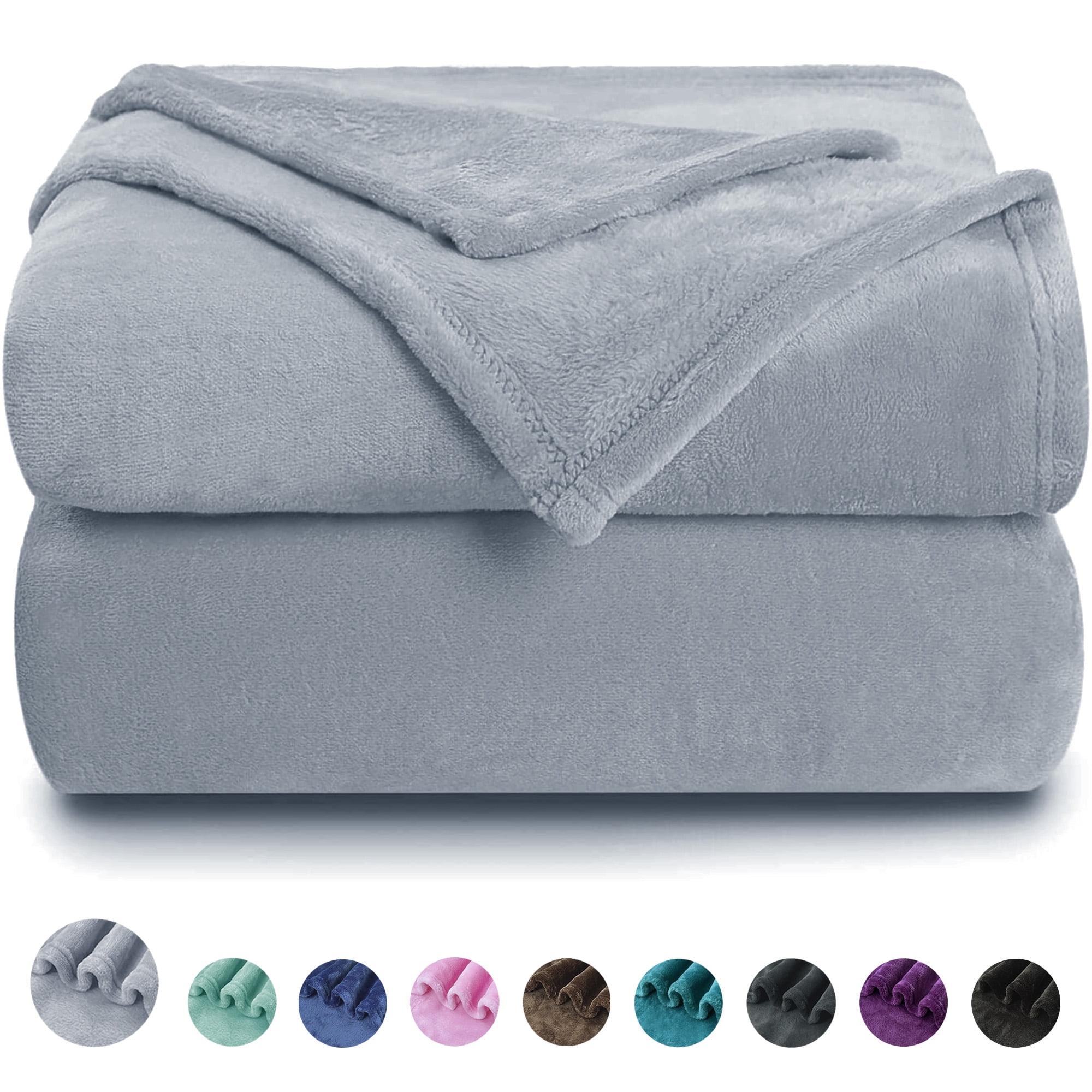 ONEFIND Lightweight Throw Blankets, Light Gray Throw Size Bed Blankets