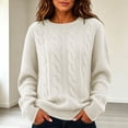 thumbnail image 5 of yillto Womens Cable Knit Sweater Top Long Sleeve Crewneck Pullover Warm Fall Winter Loose Sweaters Tops, 5 of 7
