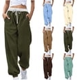 thumbnail image 2 of PUMISAS Sweatpants For Womens Color Block And Drawstring High Waisted Sweat Pants Workout Athletic Joggers With Pockets Sports Trousers Cuffed Pants, 2 of 5