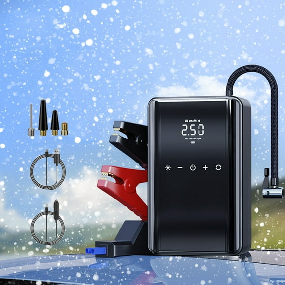 LSLJS Portable Car Jump Starters and Inflator Pump 150PSI 6000A 60W 12V Car Jump Starters Pack 5.0L Gas/3.0L Diesels Engines with LCD Display Lights Type-C Charger, Inflation Pump Andjump Starter