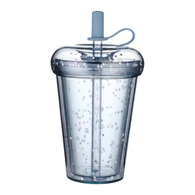 JIEMUCES Tasse à Café Glacé Étanche Réutilisable avec Pailles Intégrées Double Paroi Isolée Gobelet à Café Glacé Dessin Animé