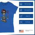 thumbnail image 4 of Tee Hunt Frida Kahlo Sugar Skull T-Shirt Calavera Day of The Dead Women's T-Shirt Tee, Blue, Small, 4 of 5
