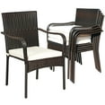 thumbnail image 1 of Costway Set of 4 Patio Rattan Dining Chair Stackable Cushioned Armrest Garden, 1 of 10