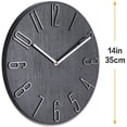 thumbnail image 2 of 14 inch Modern Wall Clock Minimalist Block Silent and Non-Ticking Imitation Wood 3D Round Stereo Digital Indoor Clock, Family Living Room, Bedroom, Office, Hotel, 2 of 5