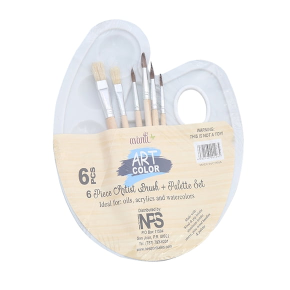 6pcs Paint Brushes and 1pc Palette Tray Set for Adults Watercolor Oil Acrylic Gouache Art Painting Supplies