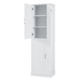 thumbnail image 4 of Bathroom Storage Cabinet, Tall Freestanding Cabinet with Adjustable Shelf & Hook, White MDF, 80lbs Capacity, 4 of 8