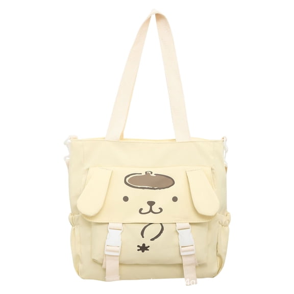 Roffatide Cute PumpumPurin Dog Tote Bag Women Shoulder Hobo Handbags Kawaii Travel Nylon Crossbody bag Overnight Bag Luggage Bag Birthday Gift Yellow