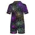 thumbnail image 4 of SwiftWear Spooky Halloween Pajama Shorts Set for Women - Cute Print Sleepwear & Lounge Wear, Button Top with Comfort Shorts 2 Pieces Pajamas Purple, 4 of 8
