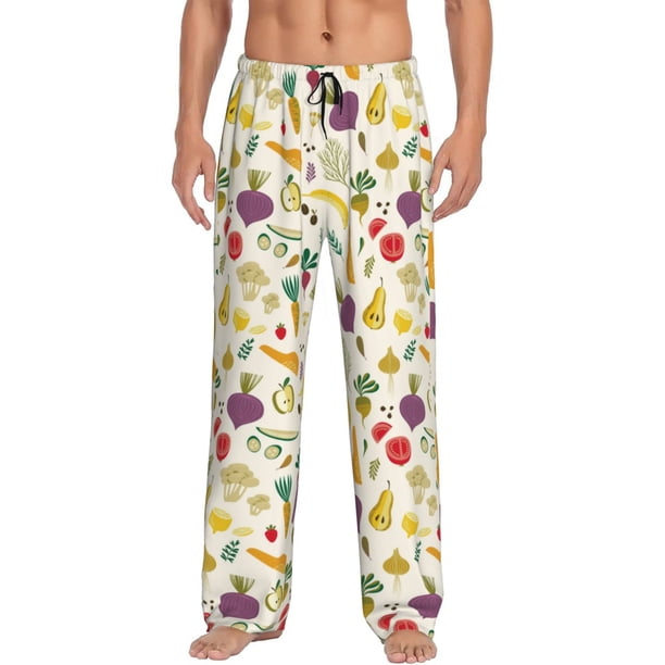 Fotbe Vegetable Pantalones de Pijama para Hombre, Pantalones de Dormir, Pantalones de Casa con Cintura Ajustable y Bolsillos-X-Large