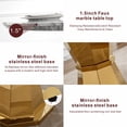 thumbnail image 6 of Shikeyi 47" Round Marble Dining Table for 4-6, Luxury Modern Kitchen Table with Marble Grain MDF Tabletop & Gold Mirrored Stainless Steel Pedestal Base for Dining Room, Grey (Table Only), 6 of 8