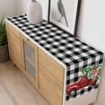 thumbnail image 4 of Christmas Red Truck Table Runner 48 Inches Long Farmhouse Dress Scarves, Xmas Tree Bow Farm White Black Plaid Dining Tablerunner for Coffee Table/Kitchen Island/Party Décor, 13" x 48", 4 of 8