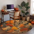 thumbnail image 5 of Orange Forest Fall Round Area Rug 4 FT, Non Slip Indoor Outdoor Rug, Thanksgiving Nature Autumn Washable Soft Circular Carpet Non-Shedding Floor Mat for Coffee Table Nursery Foyer Balcony, 5 of 9