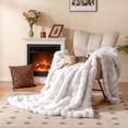 thumbnail image 2 of Costway 80" x 60" Bubble Faux Rabbit Fur Throw Blanket with 2-Sided Design for Winter White, 2 of 10