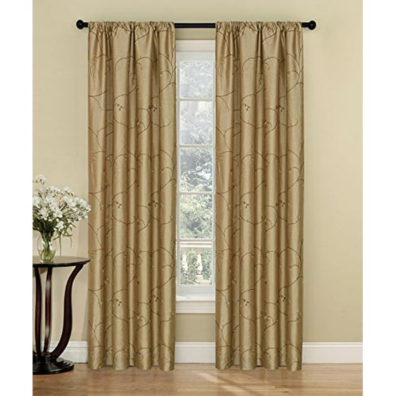 2 Piece Set AVALON Embroidered Floral Rod Pocket Window Clearance