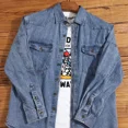 thumbnail image 4 of Abrigo de jeans para hombre, camisa de carga de manga ancha, chaquetas de mezclilla para hombre, azul, vintage, Joker de bajo costo, ropa a bordo al precio más bajo, nuevo, 4 of 4
