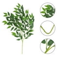 thumbnail image 5 of 1 Pcs Artificial Italian Ruscus Greenery Stem, Faux Green Leaf Garland Branches Hanging Greenery Spray for Wedding Bouquet, Arch, Table Centerpieces and Home Decor 26", 5 of 9