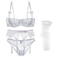 thumbnail image 1 of Conjunto de sujetador de 4 piezas de encaje sexy de media copa, ropa interior de mujer, medias con liga, 1 of 6