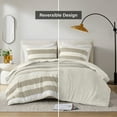 thumbnail image 5 of Regency Heights 3-Piece Comforter Sets, Reversible Striped Comforter Set for Dorm, Lightweight All Season Bedding Set with Pillow Shams,Full/Queen, Neutral, 5 of 8