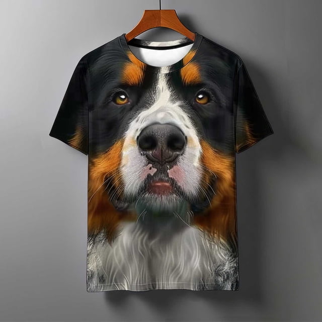 Tops para hombre, blusas y camisas de cuello redondo y manga corta para hombre, blusas casuales deportivas con estampado de perros y animales divertidos para hombre, camisas vintage de cuello redondo,