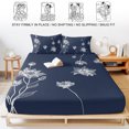 thumbnail image 5 of Full Size Fitted Sheet Set - Navy Blue White Floral 3 Piece Bedding Sets 16" Deep Pocket Fitted Sheet with 2 Pillowcases Abstract Art Summer Botanical Brushed Microfiber Hotel Luxury Bed Sheets, 5 of 9