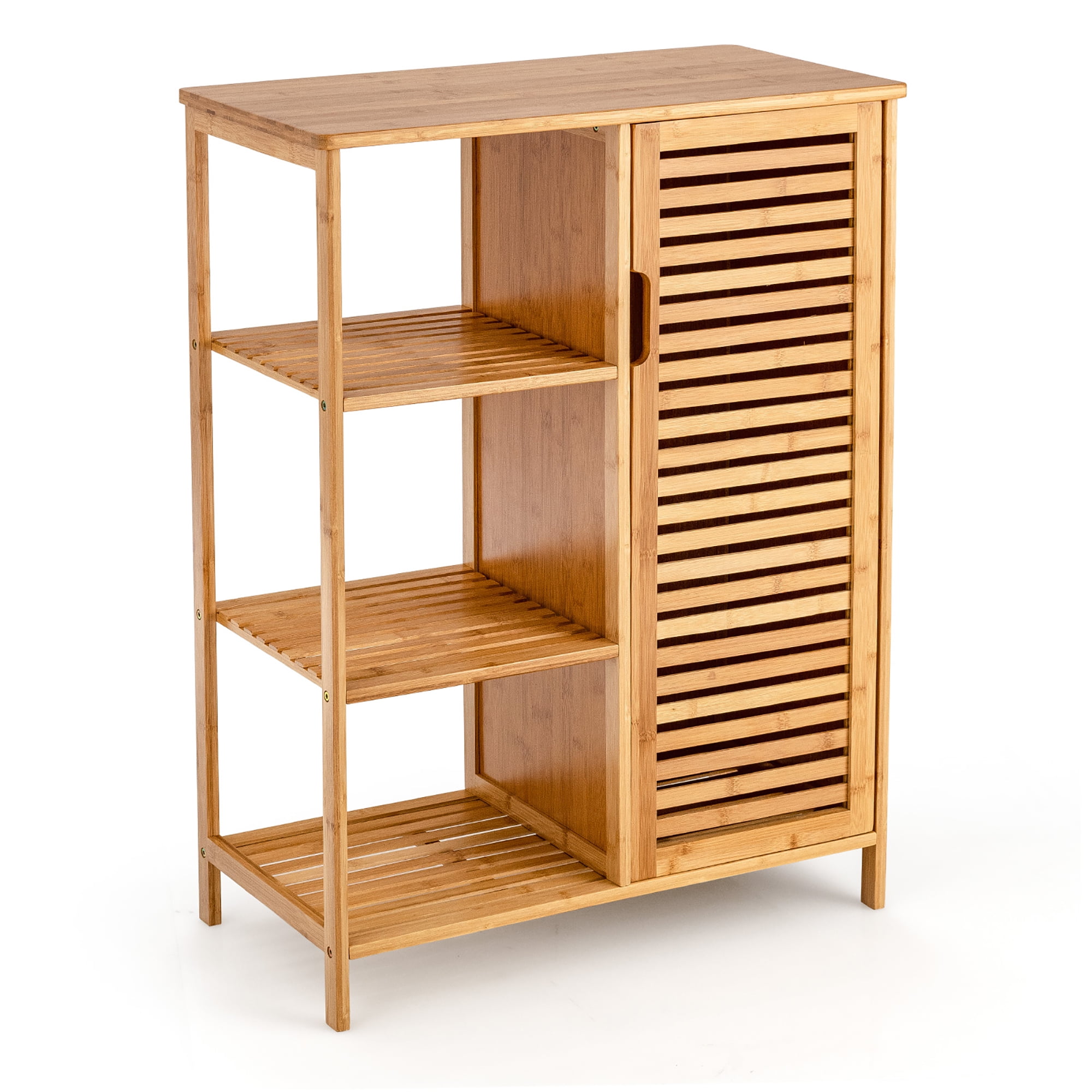 【期間限定送料無料】 Bamboo Restroom Standing Wooden Costway Storage with Cabinet テーブル・チェア・ハンモック