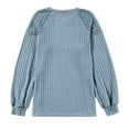 thumbnail image 5 of DuoJiaJ Women's Long Sleeve Blouse Spring Lightweight Sweater Business Casual Lace Top Trendy Fall Fashion Clothing Fall Womens Clothes Blue S, 5 of 5