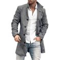thumbnail image 1 of Men"s Wool Coat Jacket Single Breasted Mid-length Lapel Woolen Cloth For Indoor & Outdoor Wear, 1 of 3