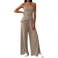 thumbnail image 3 of PRETTYGARDEN Summer Sets Women 2 Piece Outfits Asymmetrical Tube Tops and Pants Beach Vacation Airport Matching Lounge Set, 3 of 8