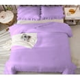 thumbnail image 6 of 1 Piece Luxury Vintage Ruffle Pattern Comforter By D.N.G. BEDDINGS Premium Super Soft, All Season, 800 Thread Count 100% Egyptian Cotton Super King Size Lilac Color, 6 of 8
