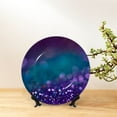 thumbnail image 6 of Daiia Purple and Green Glitter Printed Pattern Ceramic Plate Dinner Plates Bone China Decorative Plates with Display Stand Art Ceramic Ornaments for Wall Hanging Decoration-8in, 6 of 6