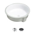 thumbnail image 2 of Stylish Undermount 16" Porcelain Round Bathroom Sink with 2 Overflow Finishes P-207, 2 of 11