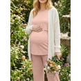 thumbnail image 3 of Avidlove Maternity Nursing Pajamas Set 3 Piece Short Sleeve Postpartum Breastfeeding Top Pregnancy Shorts and Long Pants, 3 of 6