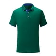 thumbnail image 2 of INSPIRE CHIC Mens Short Sleeve Contrast Color Summer Golf Formal Business Polo Shirts L Dark Green, 2 of 6