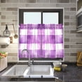 thumbnail image 4 of Yayeee Kitchen Curtains Tier Pair Light Filtering 27"x36" Rod Pocket Short Cafe Window Panel, Purple And White Pattern, 4 of 7