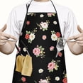 thumbnail image 2 of Pioneer Flower Floral Print Pattern Cotton Linen Apron with Pockets, Waterproof Adjustable, 33x27 Inch for Kitchen, Gardening, BBQ, Salon, 2 of 6