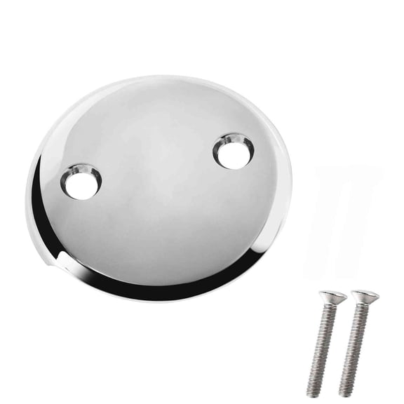 2Pcs Bathtub Overflow Cover With Screw Replacement Delta Tub Overflow Plate and Shower Faucets Accessories, Fits Most Standard Bath Tub Drains with Two Holes, Silver