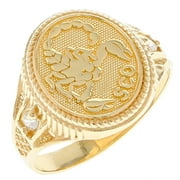 14k Solid Yellow Gold Zodiac CZ Ring - Scorpio