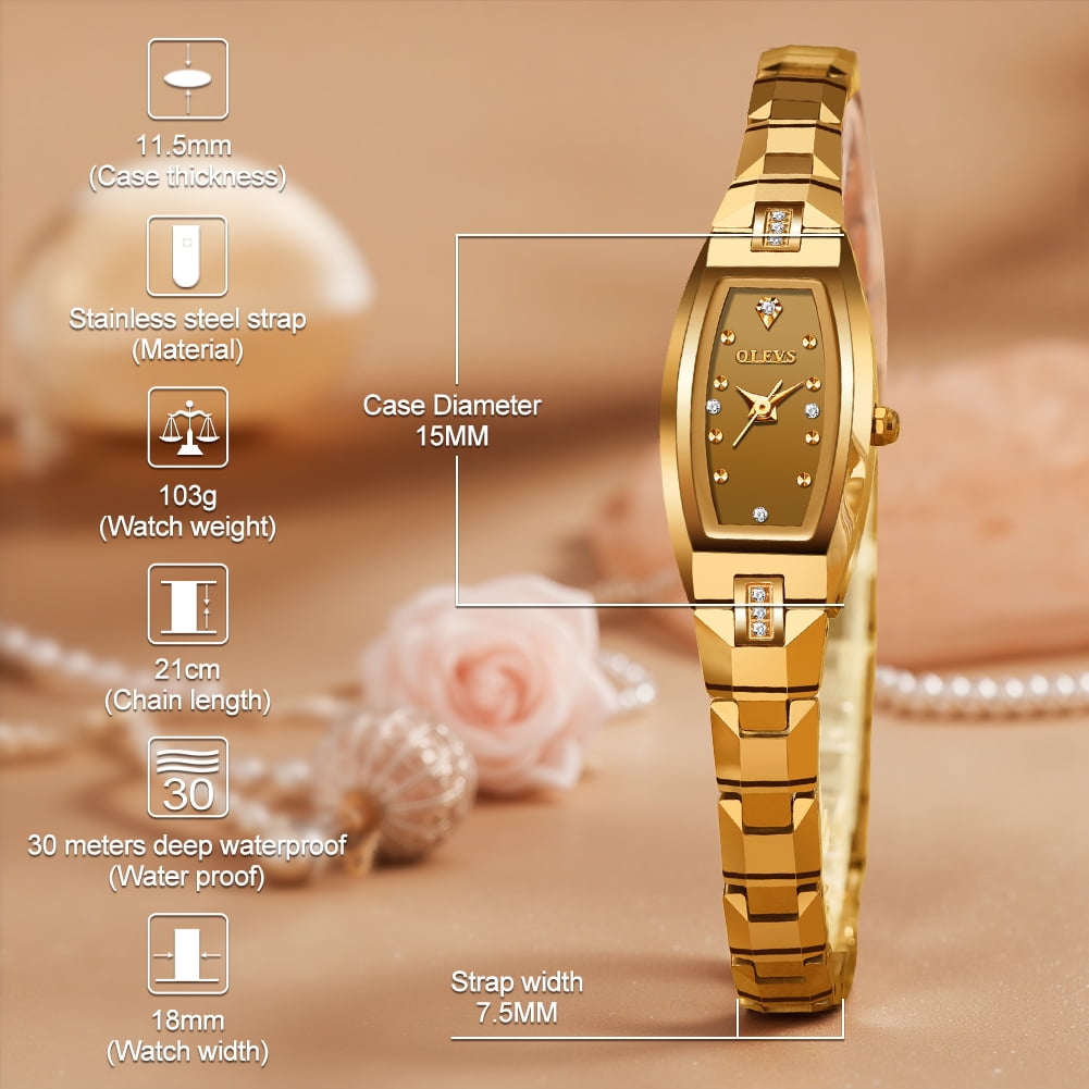 OLEVS Watches for Women Luxury Dress Waterproof Analog Quartz Rose Gold Plated Tungsten Slim Easy Read Casual Ladies Watches Women Wrist Watches Relojes para Mujer