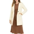 thumbnail image 6 of Allegra K Women's Half Lapel Long Sleeves One Button Winter Mid-Length Overcoat, 6 of 7