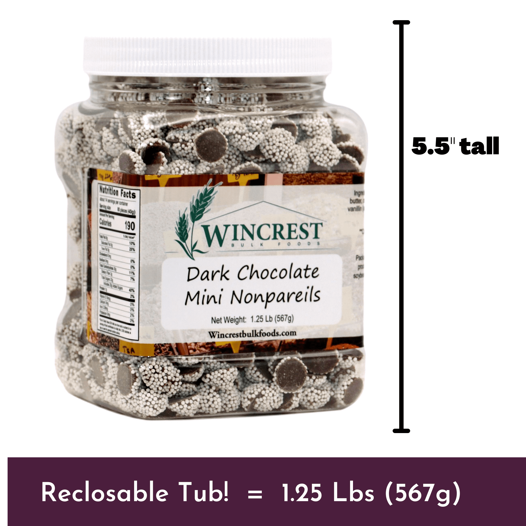 WinCrest Mini Dark Chocolate Nonpareils - 1.25 Lb Tub