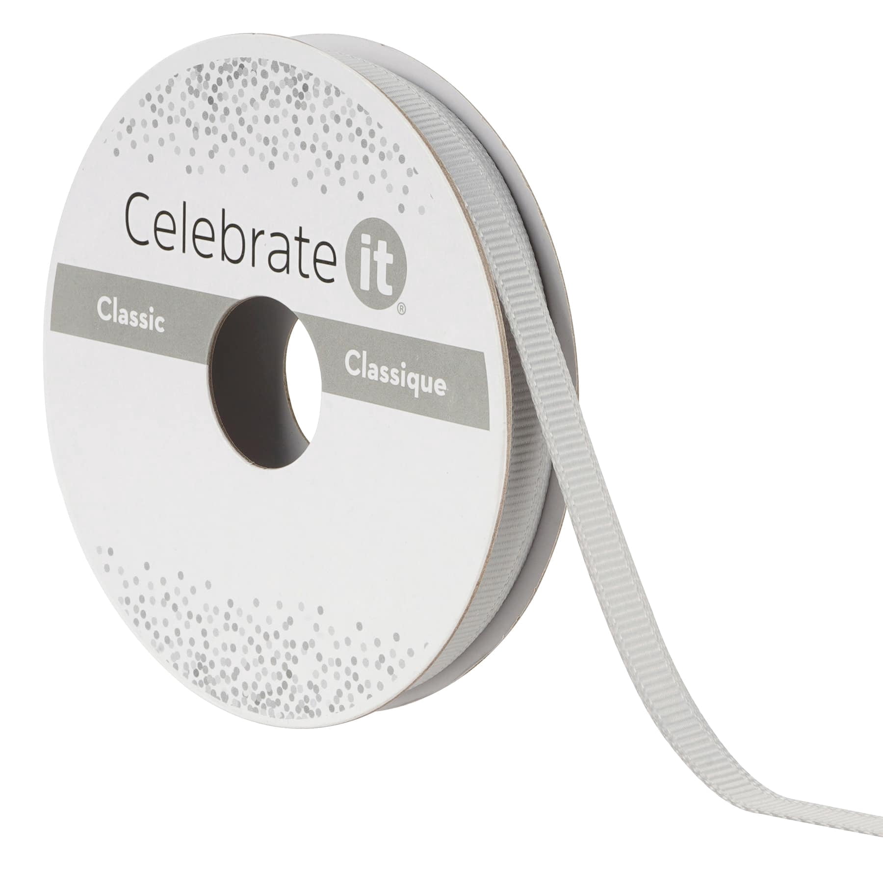 1/4" x 10yd Gray Grosgrain Ribbon by Celebrate It – Non-Wired Woven Edge Ribbon - Polyester - Ideal for Crafts - Gift Wrap - and Bows - 24 Pack