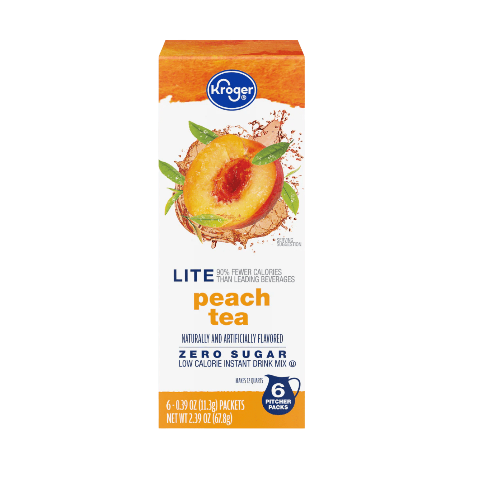 KG Lite Zero Sugar Peach Tea Instant Drink Mix Packets 2.39 oz , 3 Pack + Bonus