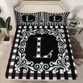 thumbnail image 2 of Feelyou Initial L Letter Twin Sheet Sets, Hippie Tribal Mandala Twin Fitted Sheet, Simple Fashion Checkered Flat Sheet, Microfiber Bedroom Decor, 3pcs, 2 of 7