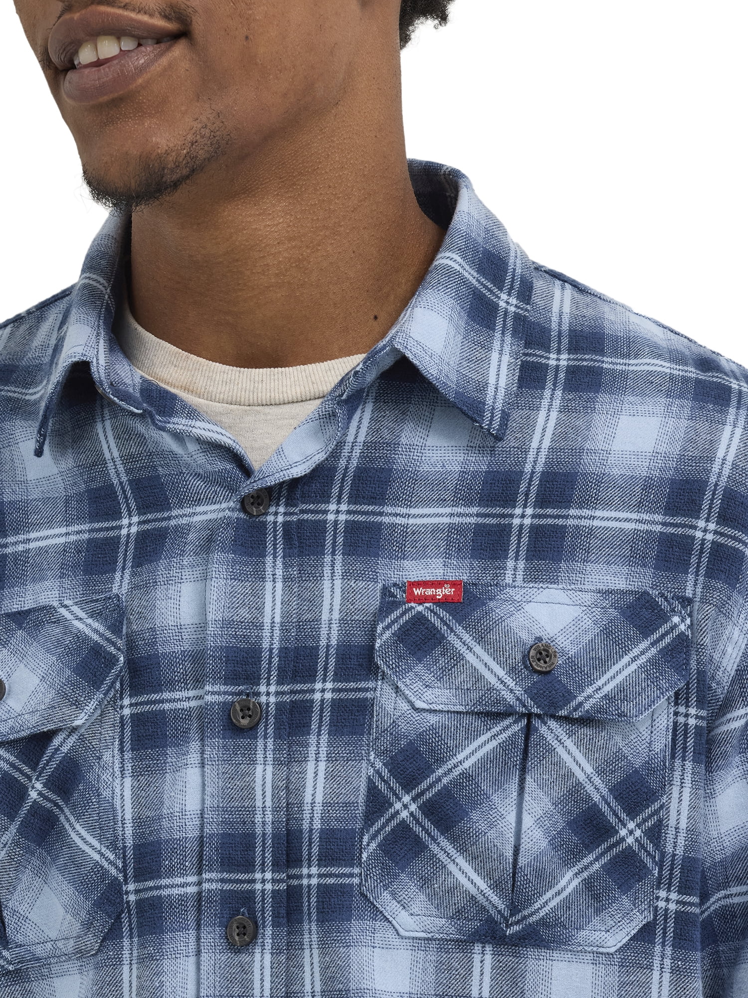 Wrangler® Men's and Big Men's Relaxed Fit Brushed Flannel Shirt with Long Sleeves, Sizes S-5XL