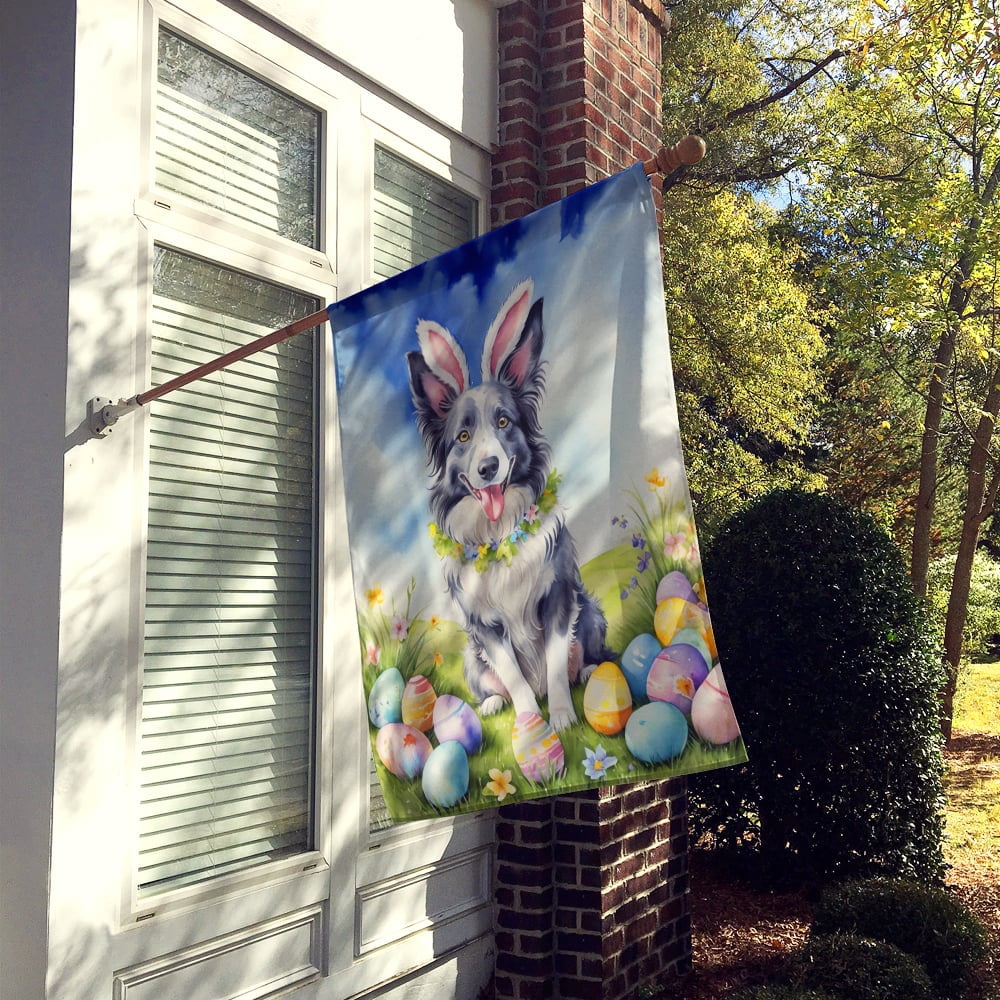 Border Collie Easter Egg Hunt House Flag 28 in x 40 in