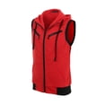 thumbnail image 2 of INSPIRE CHIC Men's Tailored Vest Hoodie Zip Up Sleeveless Drawstring Hooded Vest 38 Red, 2 of 7