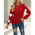 thumbnail image 3 of Sweaters for Women Crew Neck Long Sleeve Womens Sweaters Heart Print Pullover Winter Sweaters Alsol Lamesa, 3 of 6