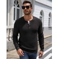 thumbnail image 3 of COOFANDY Mens Henley Waffle Pullover Sweater, Button Crewneck Casual Textured Sweaters, 3 of 8