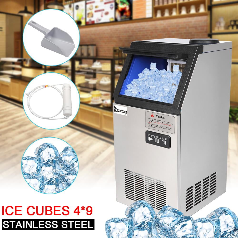 ZOKOP Commercial Ice Maker Machine 110lbs/24h, 24lbs Ice Storage