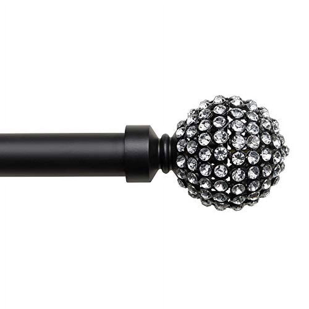 Exclusive Home Anastasia 1" Curtain Rod and Finial Set, Black, Adjustable 36"-72"